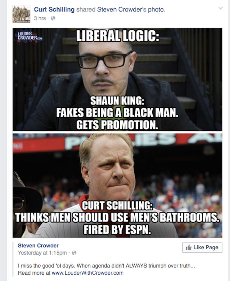 Illustration for article titled Six More Memes That I Swear Curt Schilling Shared To His Facebook Page